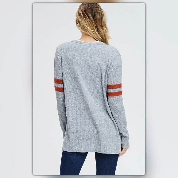 Sporty Gray Stripe Cardigan - Picture 3 of 4